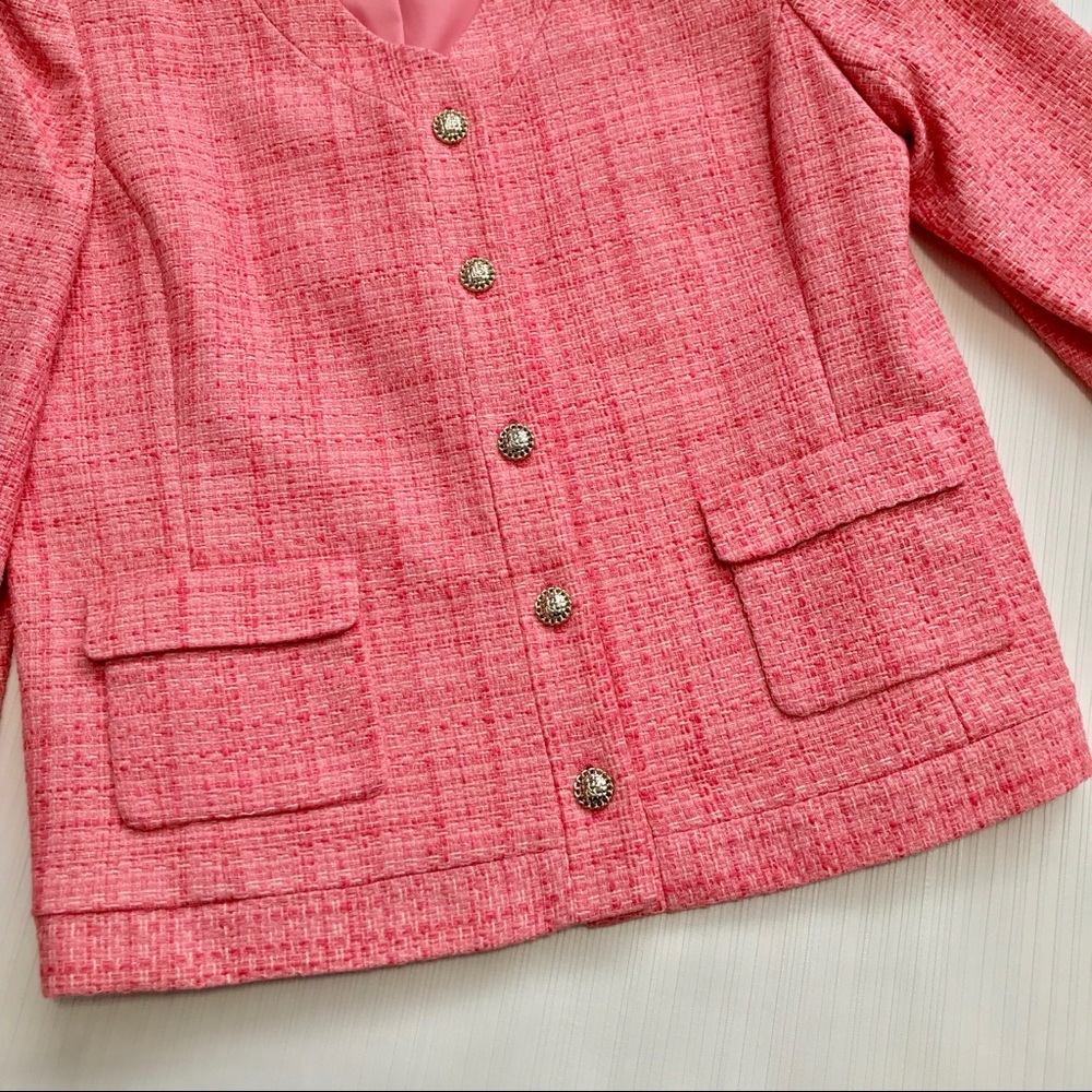 NWT Karl Lagerfeld Tweed Jacket Blazer Pink - Picture 4 of 8